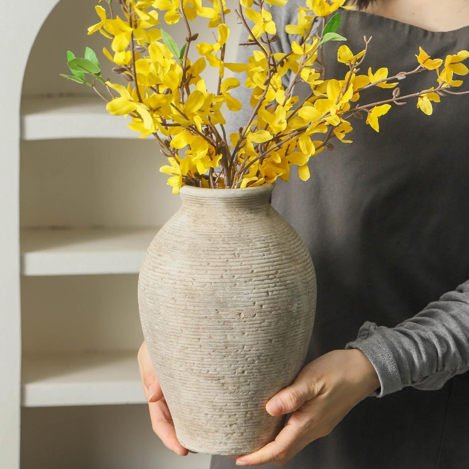 Ceramic Flower Vase - Farmhouse Rustic Vintage