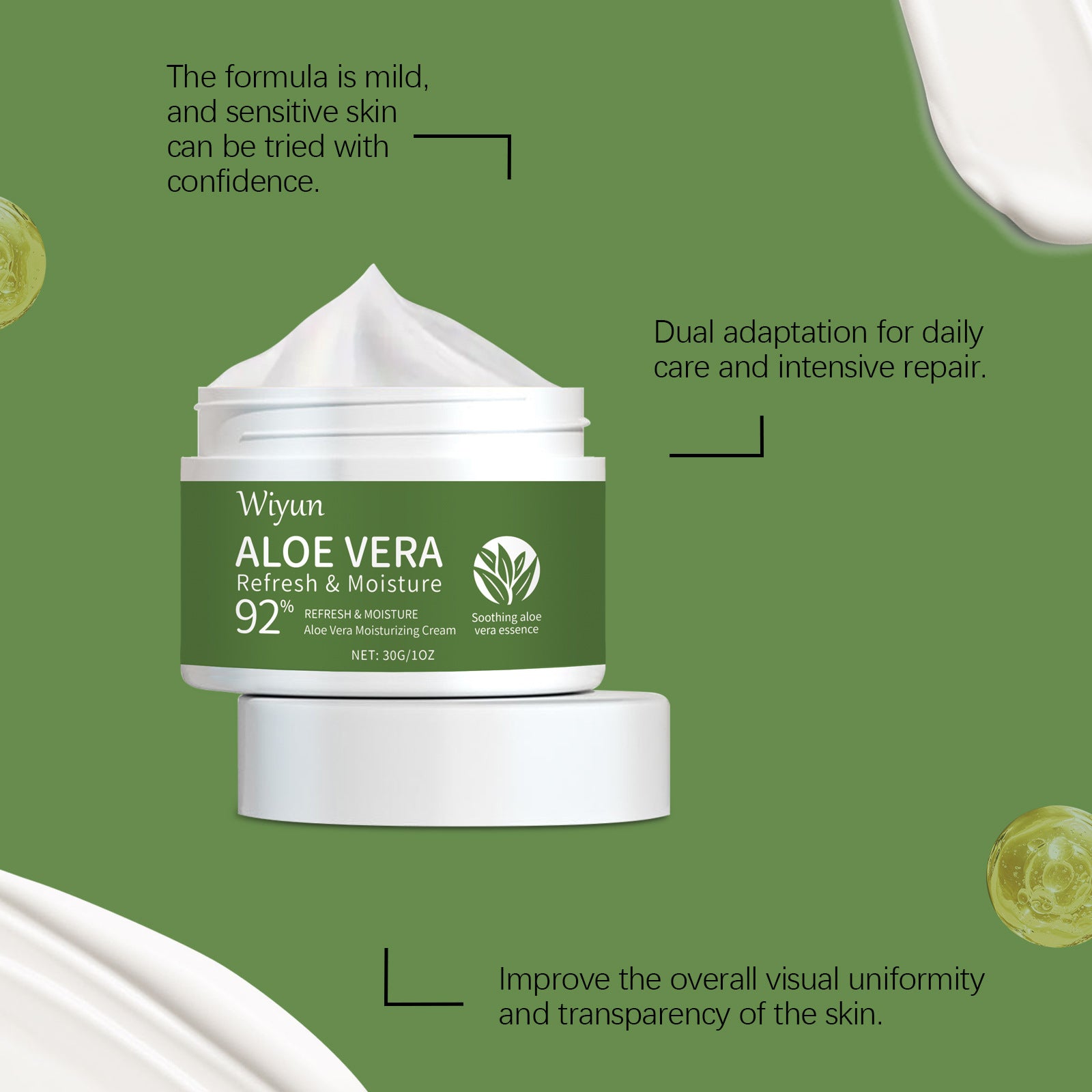 Aloe Vera Face Cream Relieve Redness Improve Dryness Repair Sensitive Moisturizing Rejuvenating Nourishing Soothing Facial Cream