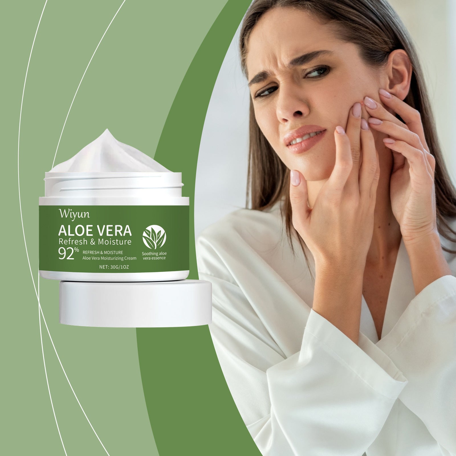 Aloe Vera Face Cream Relieve Redness Improve Dryness Repair Sensitive Moisturizing Rejuvenating Nourishing Soothing Facial Cream