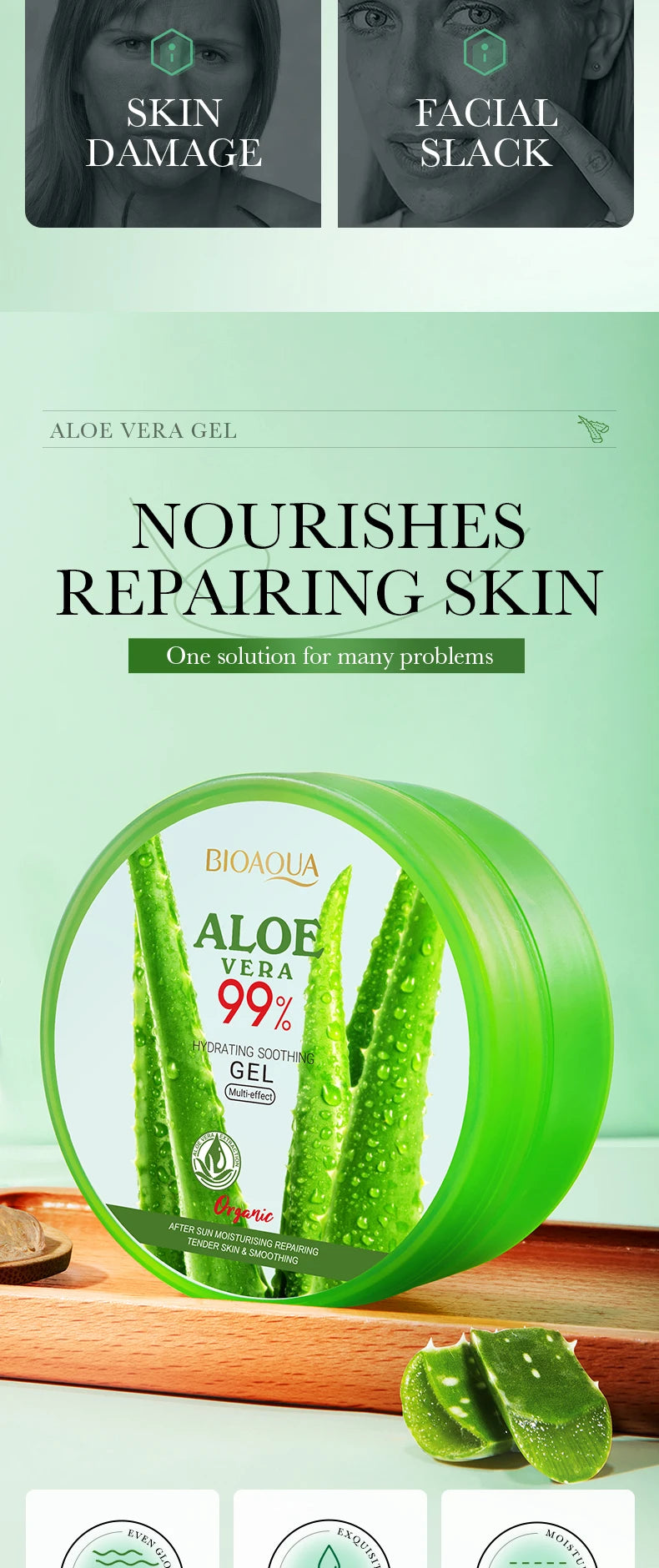 Aloe Vera Extract Gel For Face & Body, 99% Aloe Gel Essence Soothing Moisturizing Skin After Sun Care, For Scalp &Hair Hydration