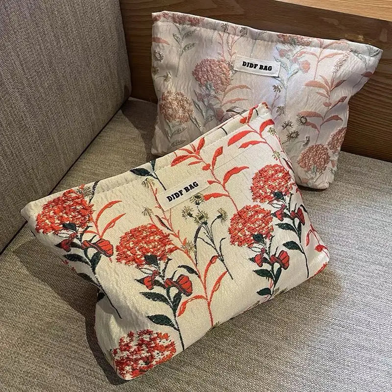 Women's Makeup Bag Pink Bouquet Bulk Cosmetics Lipstick Storage Bag Travel Toiletry Bag Commuting Handy Hand Grab Bag Ins Style