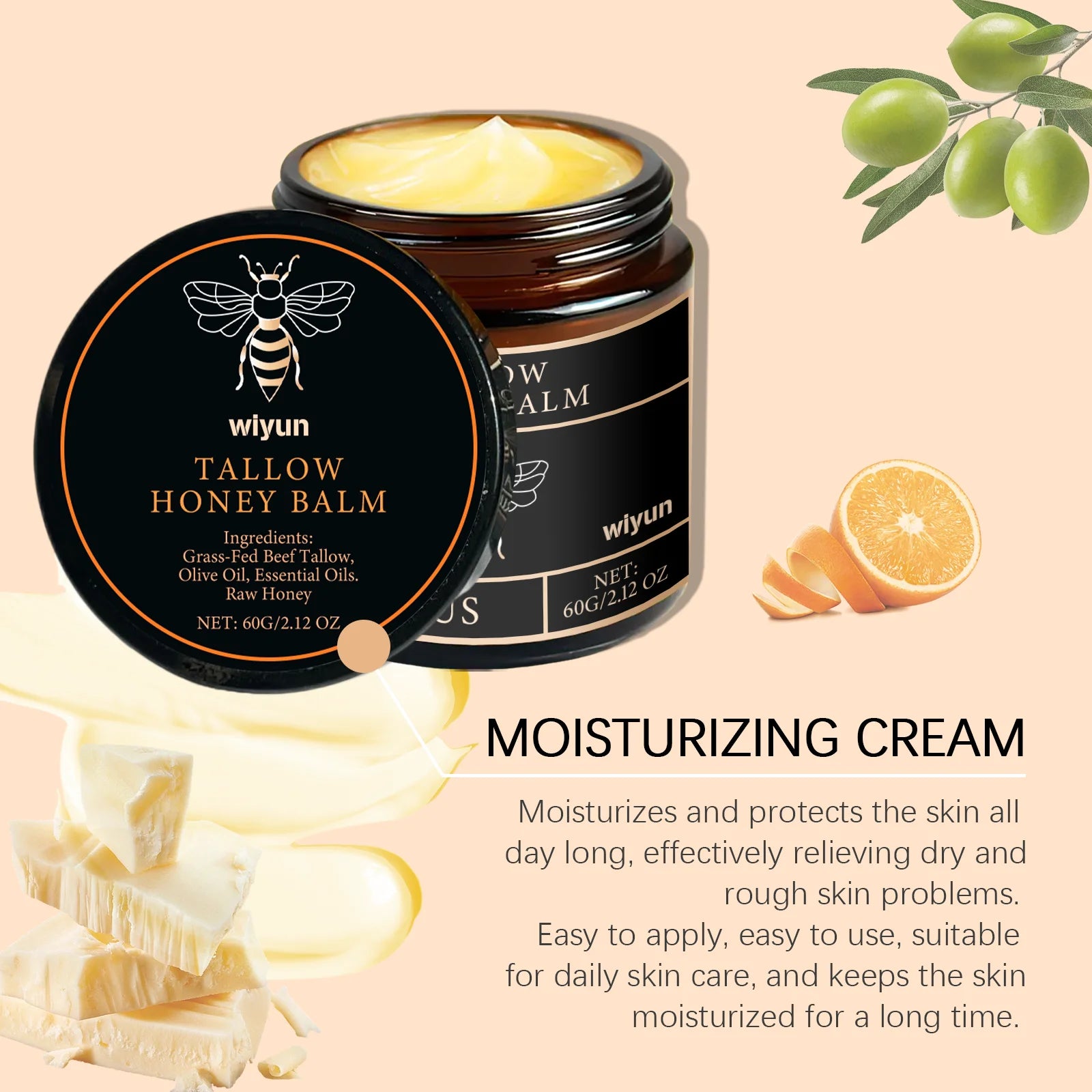Tallow Honey Cream Glow Hydrating Skin Improve Elasticity Soft Bleaching Improve Dullness Firming Face Body Moisturizer Lotion