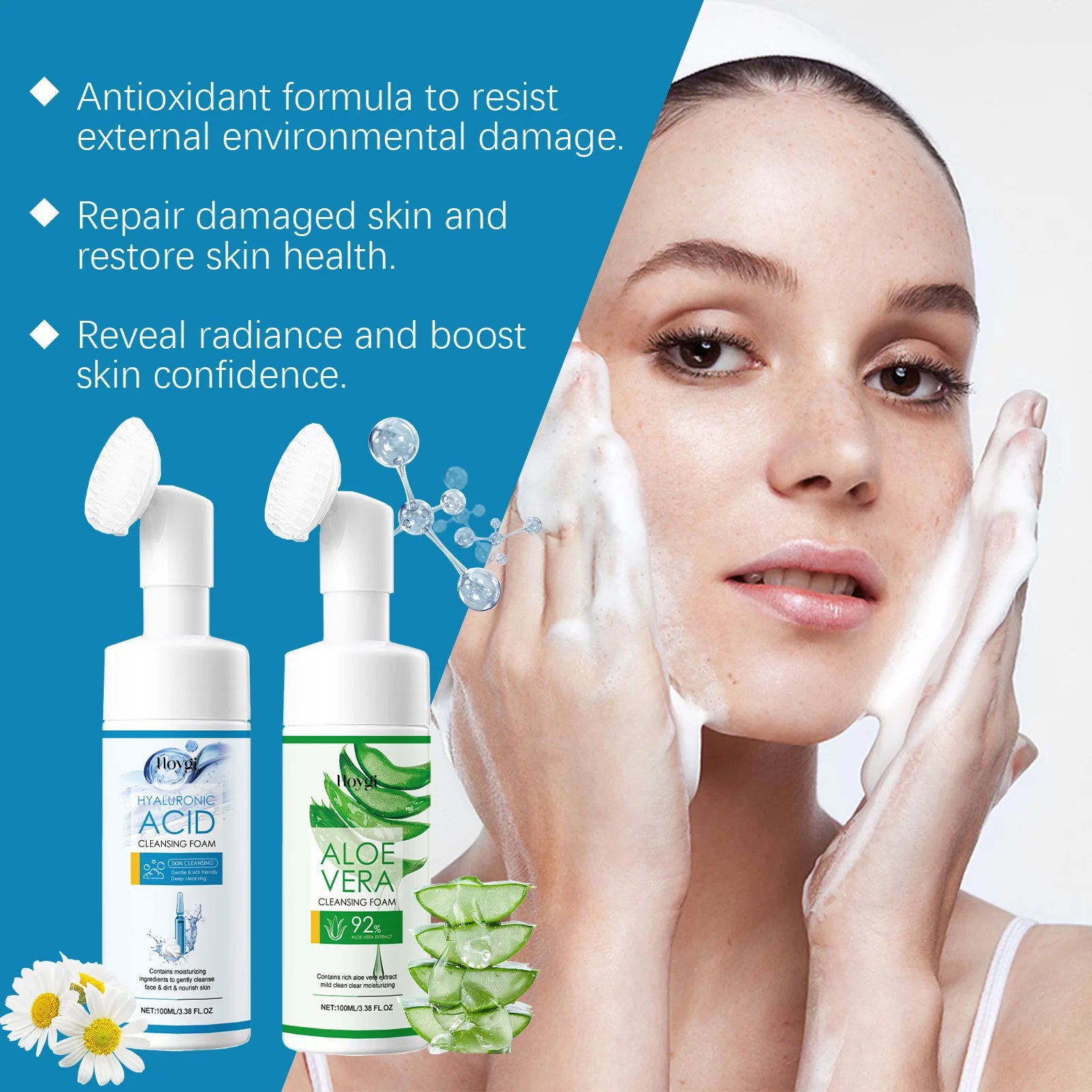 Aloe Vera Cleanser Moisturizing Oil Control Gentle Cleansing Skin Brightening Rejuvenation Unclog Pore Hyaluronic Acid Face Wash