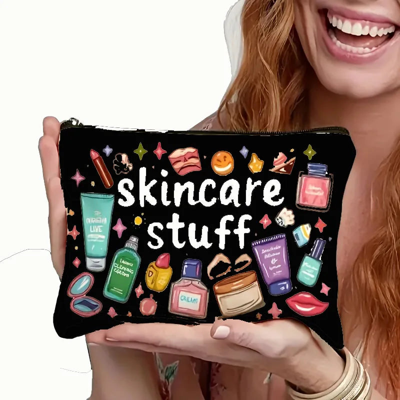 Cosmetic Bag - Durable Zipper Closure, Fun Illustrated Makeup Organizer, Lightweight Foldable Travel Toiletry Bag,Secure Storage