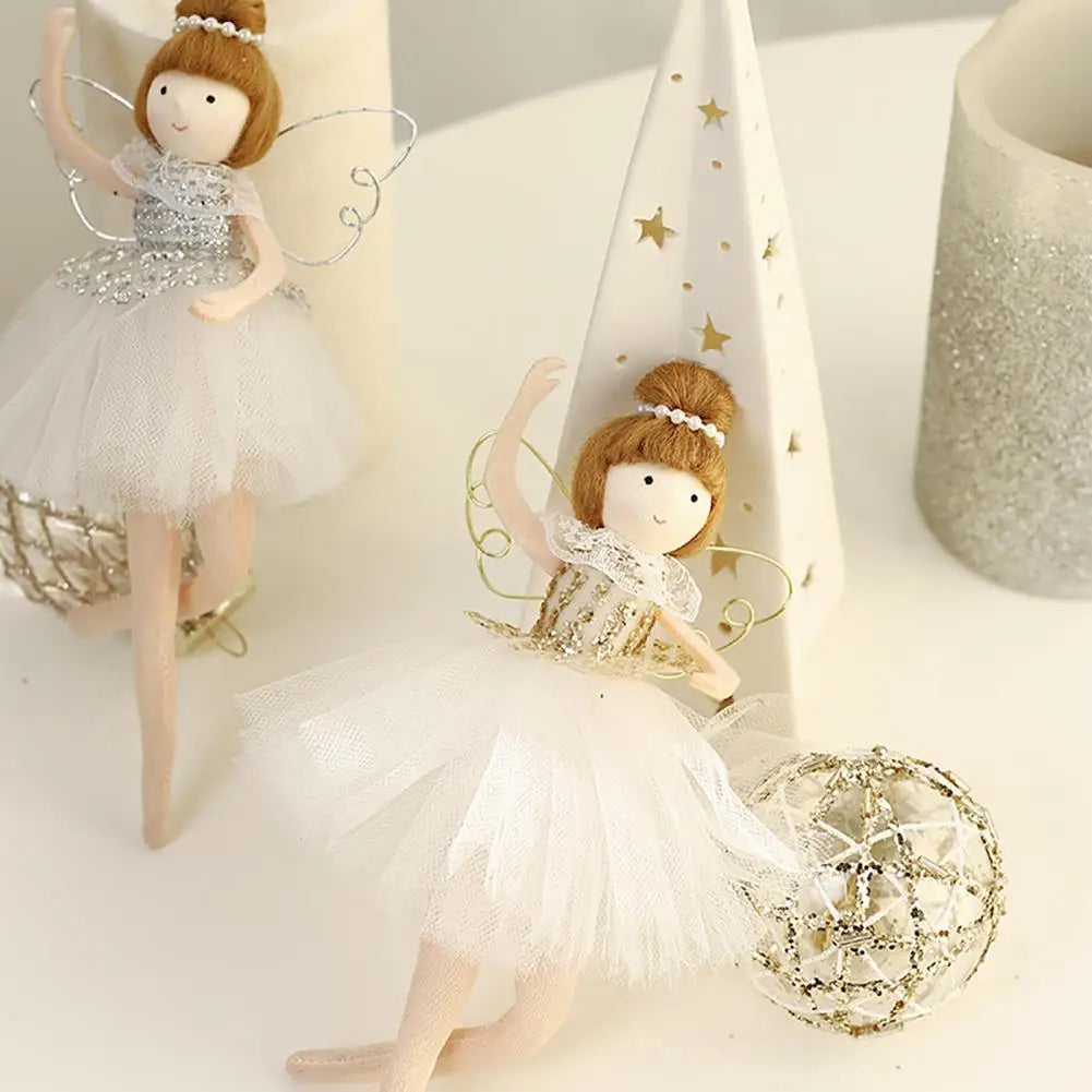 Christmas Ornament Ballet Girl Dancing with Wing And Tulle Skirt Xmas Tree Hanging Decorations for Holiday Party Decor