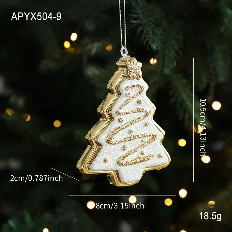 Christmas Tree Hanging Ornament Candy Cane Donut Golden Pendants 2026 Navidad New Year Home Party Decoration Festival Supplies