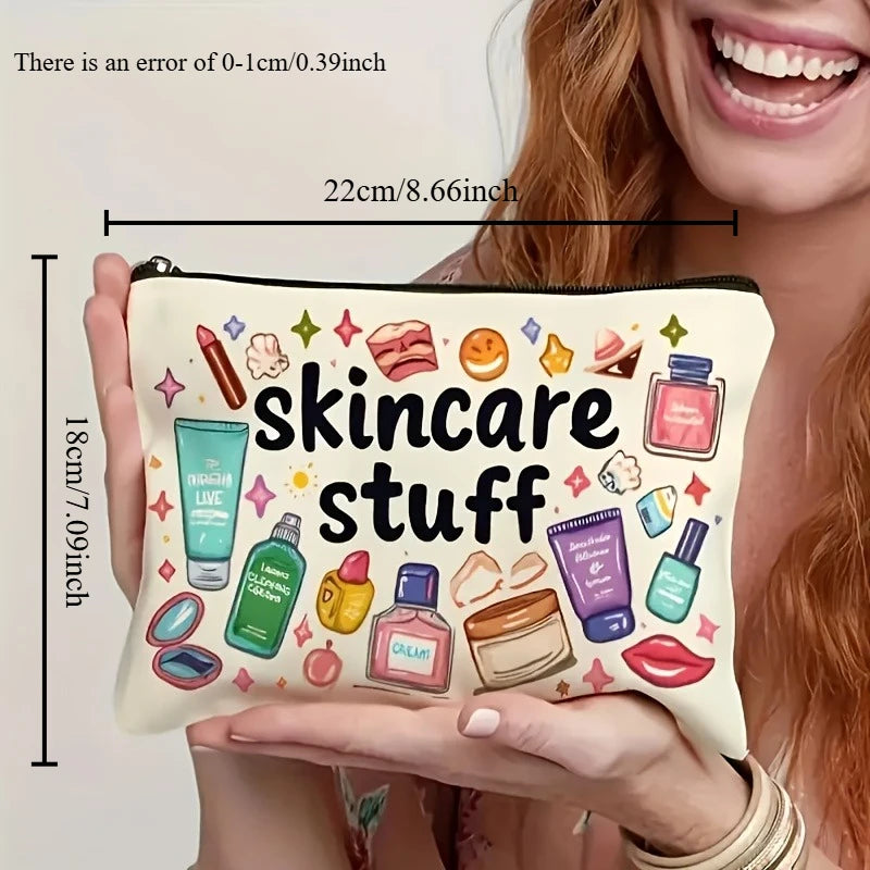 Cosmetic Bag - Durable Zipper Closure, Fun Illustrated Makeup Organizer, Lightweight Foldable Travel Toiletry Bag,Secure Storage