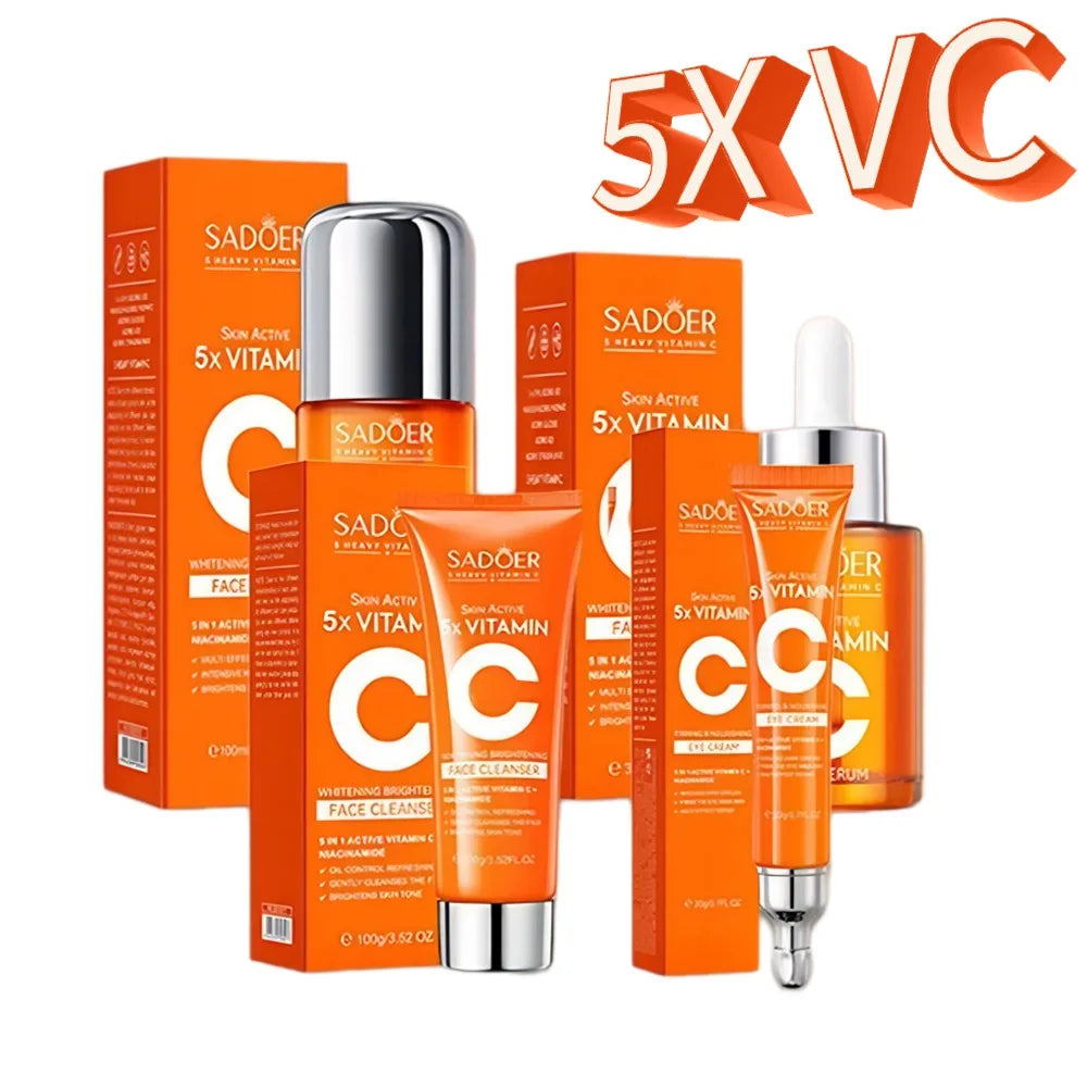 5xVitamin C brightning Facial Serum,lotion,eye Cream,Facial Cleanser Whitening Moisturizing Repair Dull Serum Face Skin Care