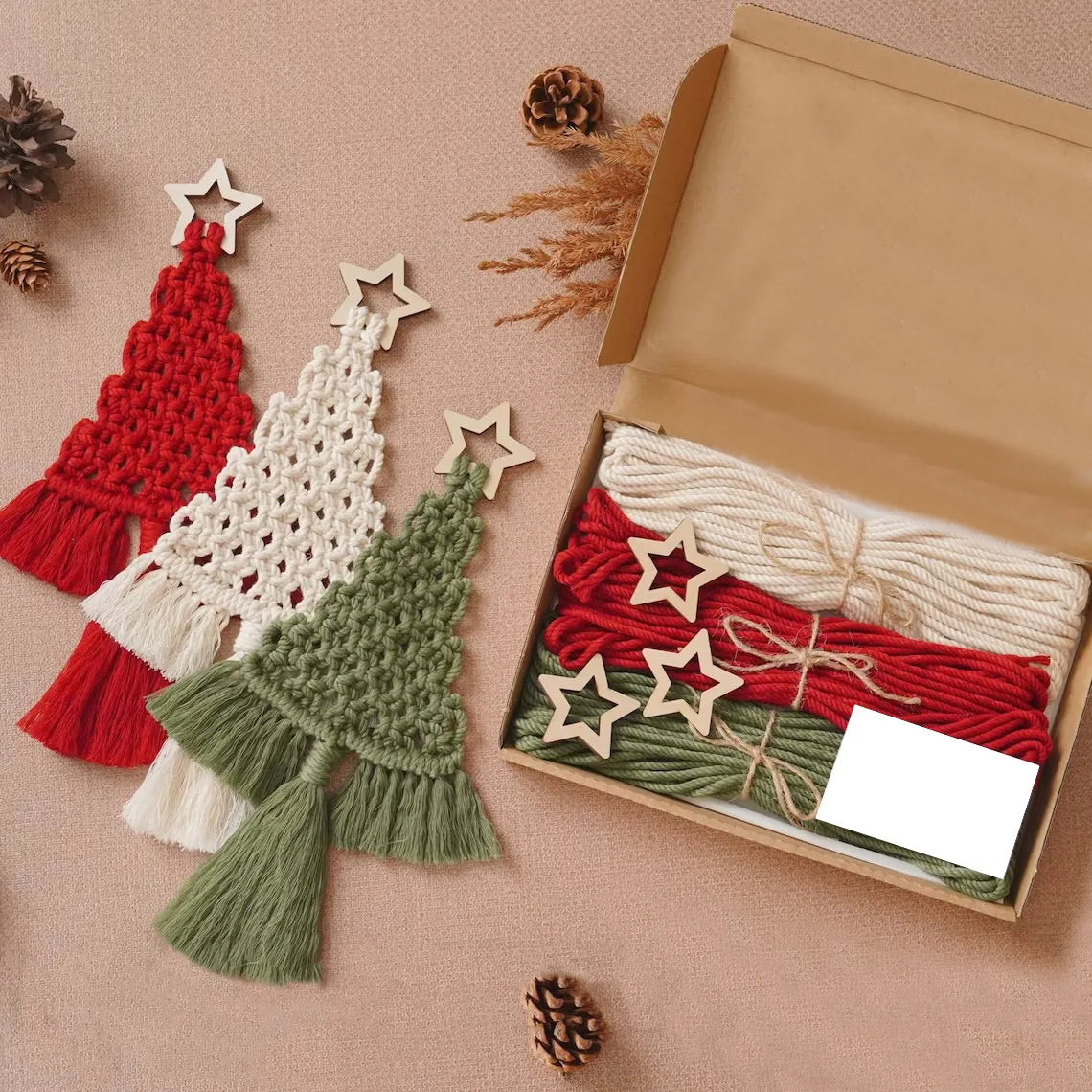 Christmas Tree DIY Woven Kit Macrame Christmas Boho Woven Wall Tree Decor Hanging Ornaments Art Crafts Party Xmas Craft Gift Kit