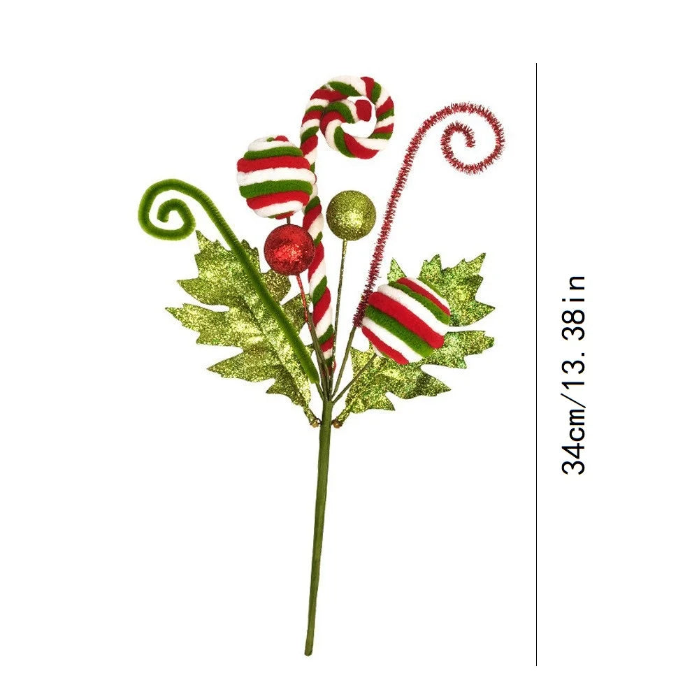 Christmas Tree Decoration Ornament with Gold Scallion Sparkling Pink Green Candy Twirling Christmas Decorations