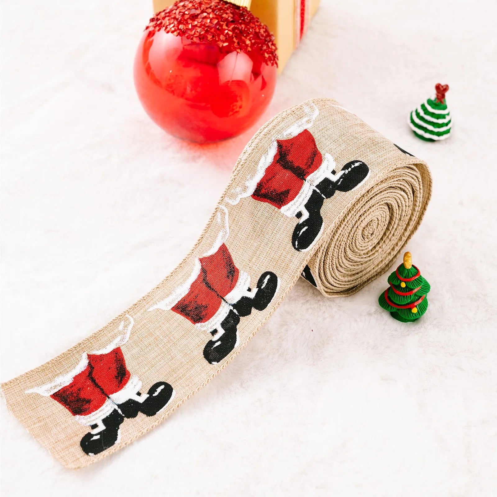 Christmas Fabric Ribbon Burlap Ribbon Christmas Tree Decor Ribbon Diy Wreath Bows Crafts Gift Wrapping Ribbon New Year Supplies