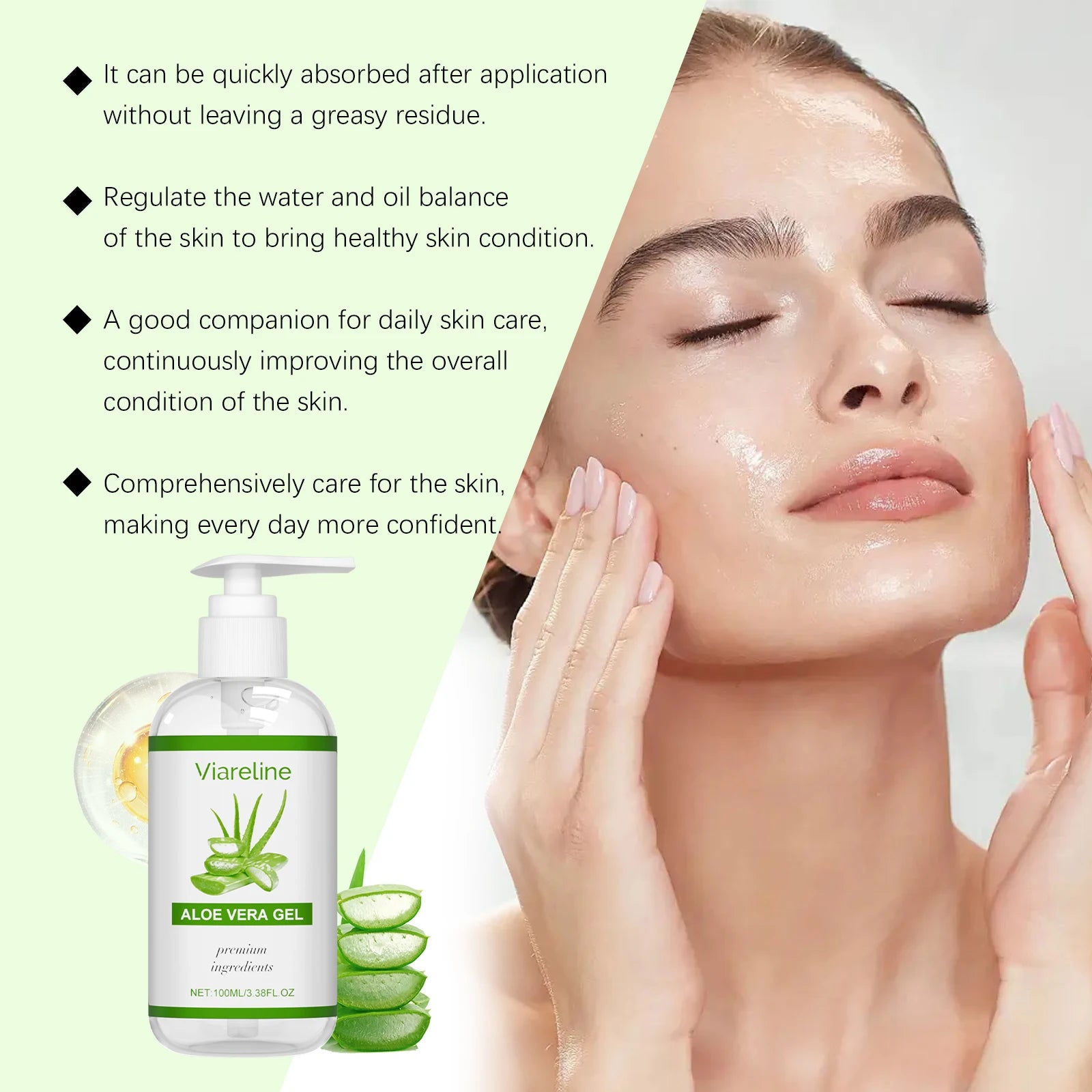 Aloe Vera Moisturizing Gel Remove Acne Relieve Sunburn Sooth Redness Brighten Facial Hydrating Rejuvenating Sun After Repair Gel