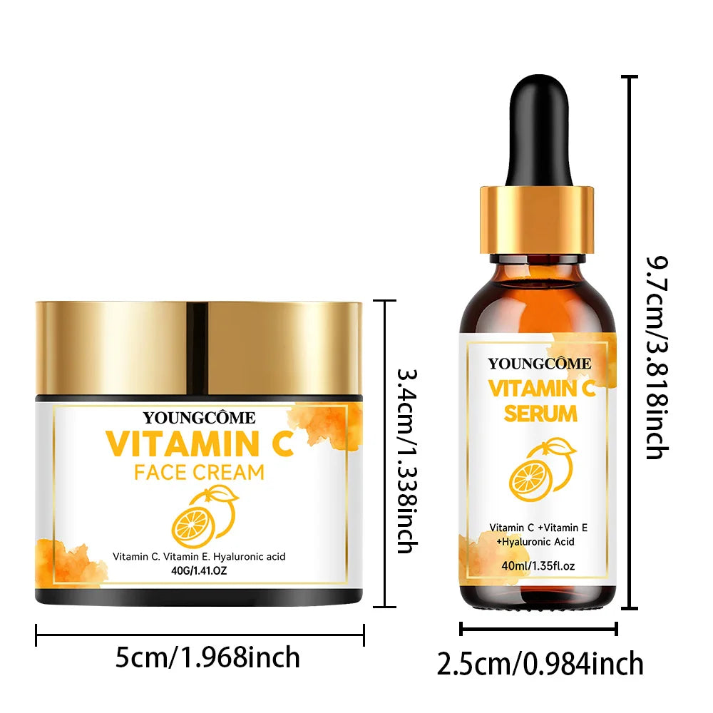 Vitamin C Facial Essence Cream Whitening Brightening Anti-Wrinkle Nourishing Redness Relief Moisturizing Face Serum Skin Care