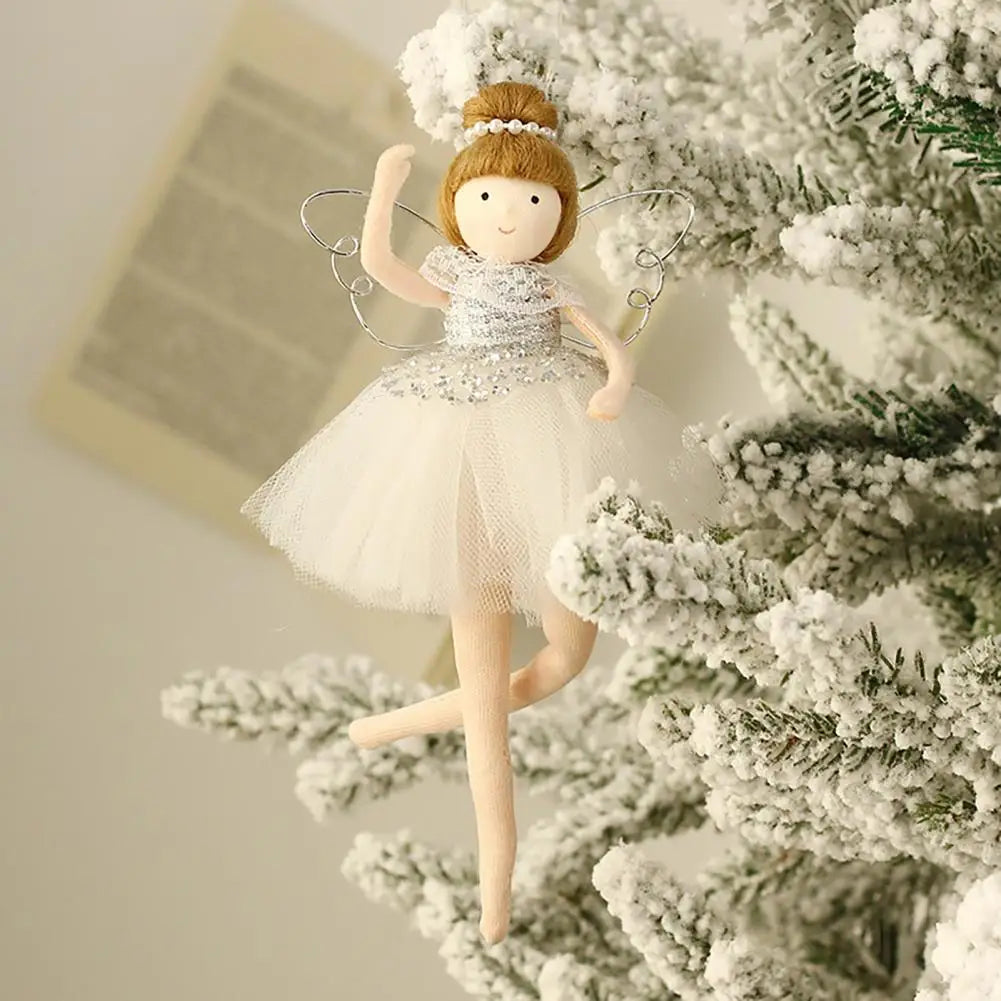 Christmas Ornament Ballet Girl Dancing with Wing And Tulle Skirt Xmas Tree Hanging Decorations for Holiday Party Decor