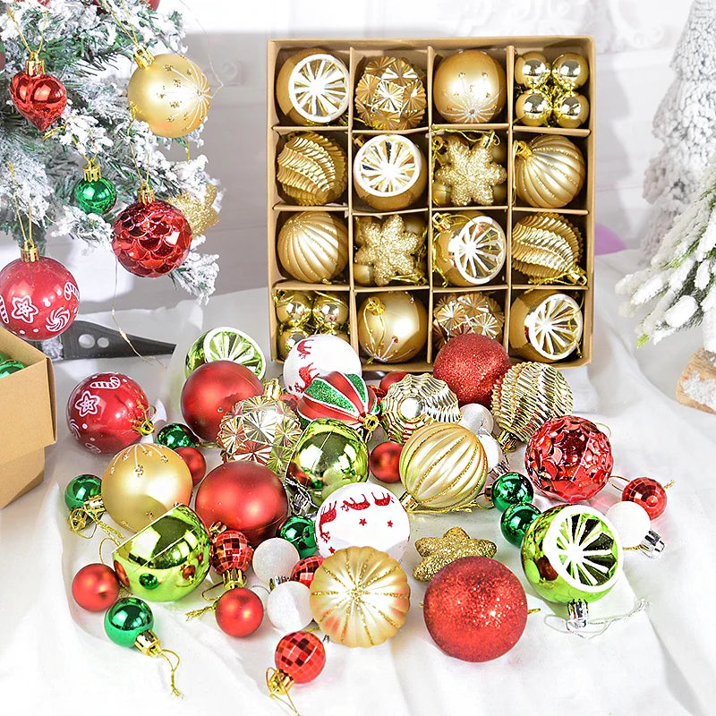 Christmas Ball Ornament Set Big Xmas Tree Hanging Pendant Snowflake Merry Christmas Decoration for Home 2025 New Year Party Gift