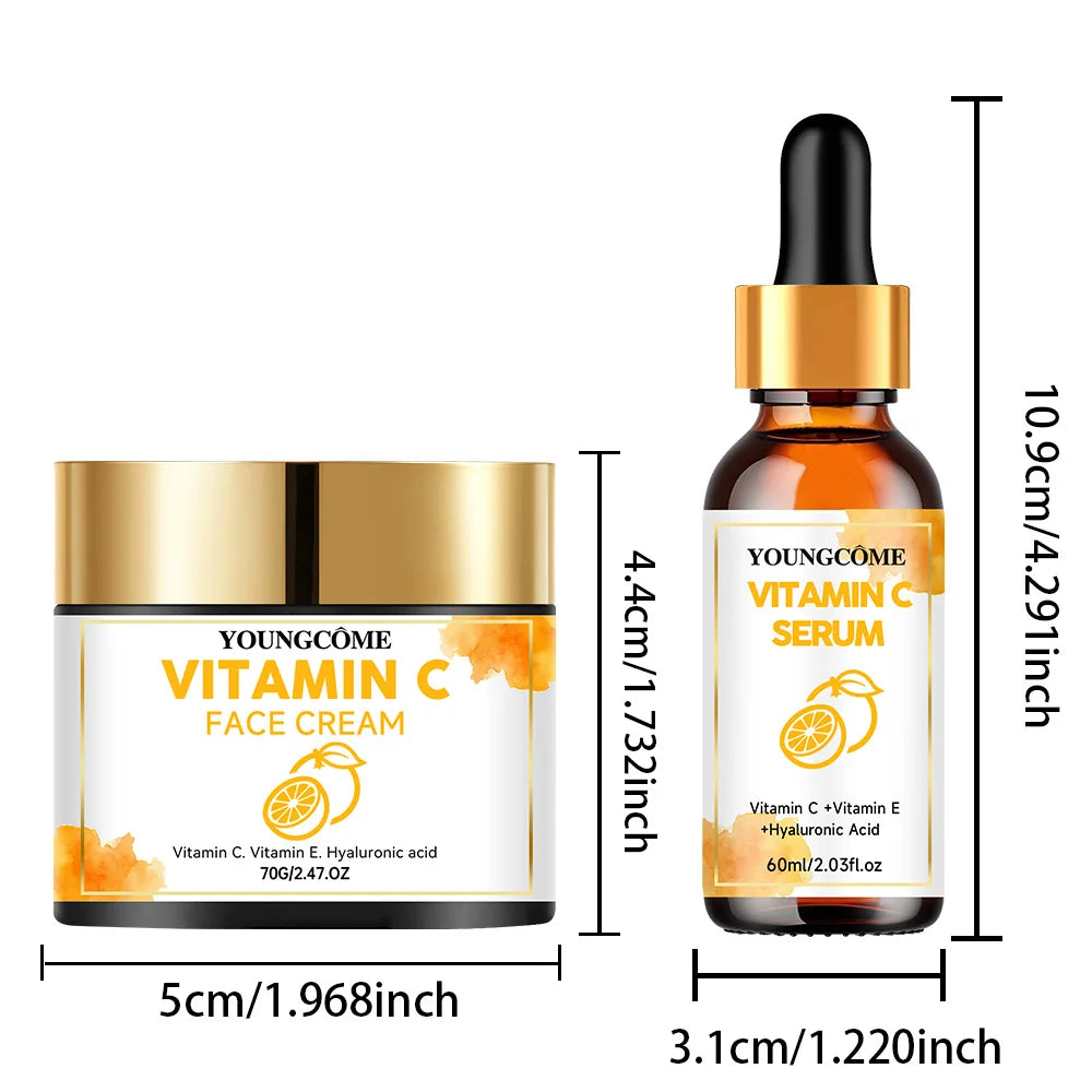 Vitamin C Facial Essence Cream Whitening Brightening Anti-Wrinkle Nourishing Redness Relief Moisturizing Face Serum Skin Care