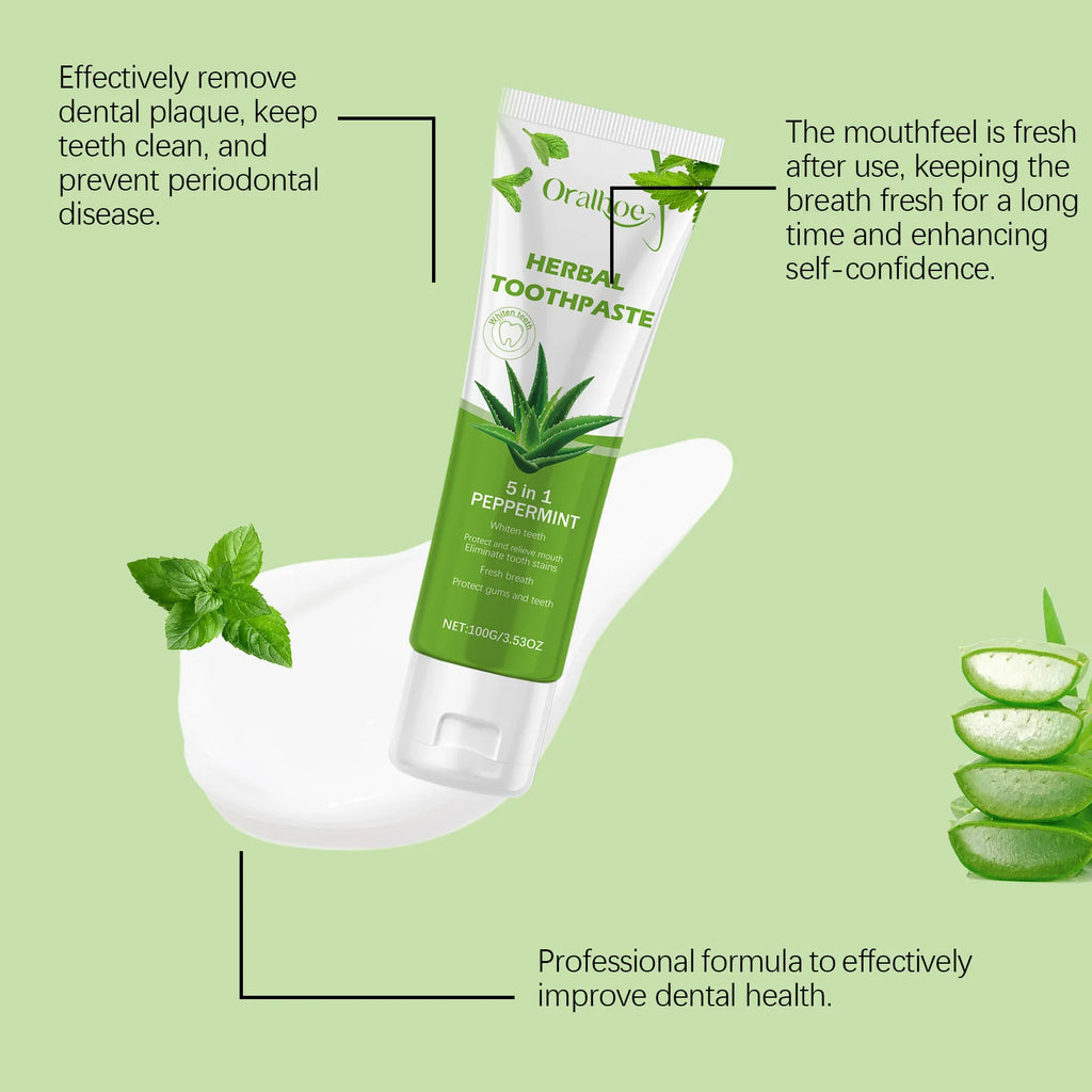 Aloe Vera Toothpaste For Gentle Teeth Cleaning - Remove Odor & Stains, Brighten Smile, Enamel Protection Formula