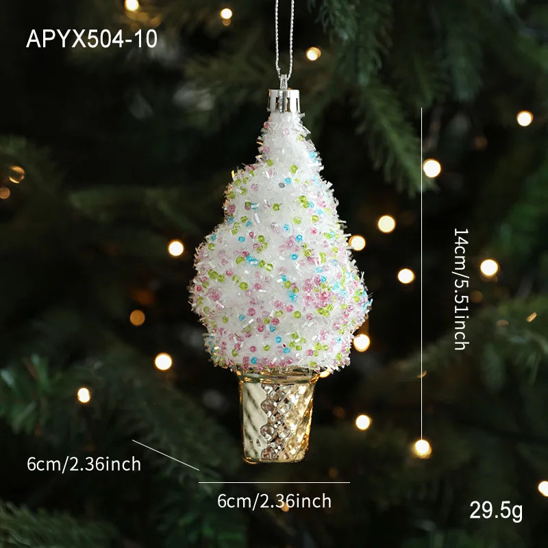 Christmas Tree Hanging Ornament Candy Cane Donut Golden Pendants 2026 Navidad New Year Home Party Decoration Festival Supplies