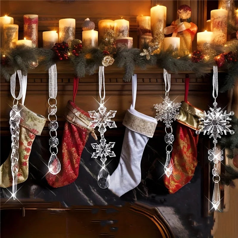 3/5/18pcs Crystal Christmas Tree Ornaments - New Year, Winter Party Decorations, Festive Tree Decorations, Best for Christmas