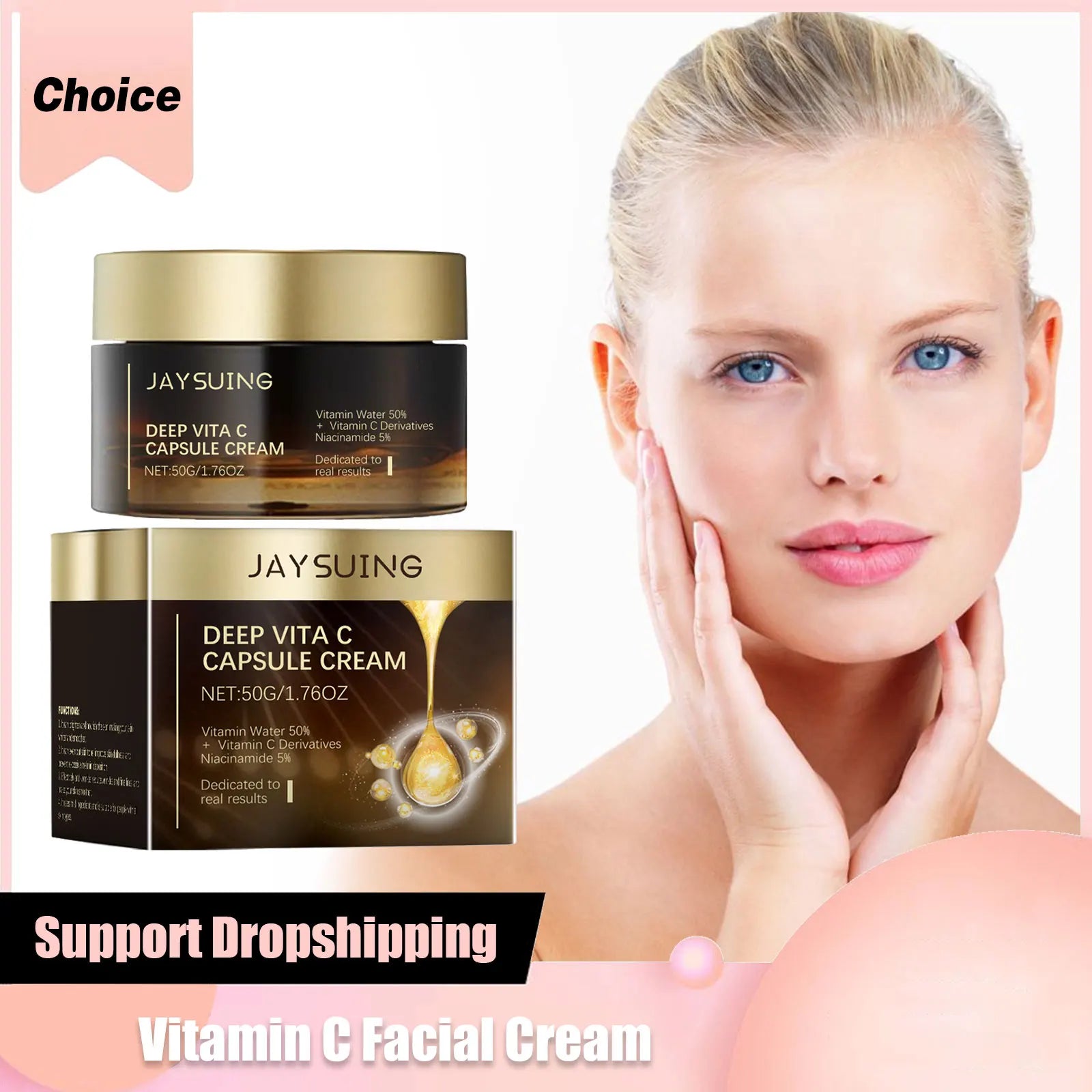 Vitamin C Facial Cream Brightening Lightening Improve Dullness Anti-Wrinkle Firming Moisturizing Hydrating Nicotinamide Skincare