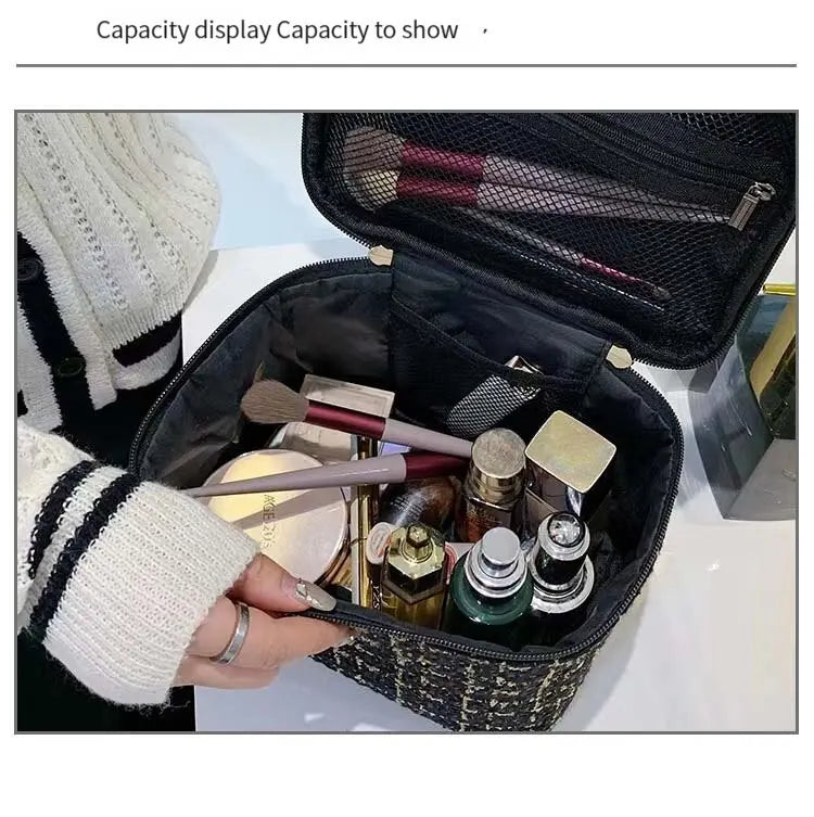 Fashion Cosmetic Bag Large Capacity Portable Handbag Woven Cosmetics Makeup Brush Storage Household Travel Wash Bag