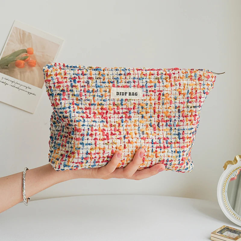 Women's cosmetic bag, red small fragrance, canvas, lipstick, air cushion, sanitary napkin, storage bag, portable toiletry bag