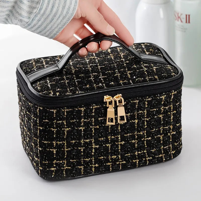 Fashion Cosmetic Bag Large Capacity Portable Handbag Woven Cosmetics Makeup Brush Storage Household Travel Wash Bag