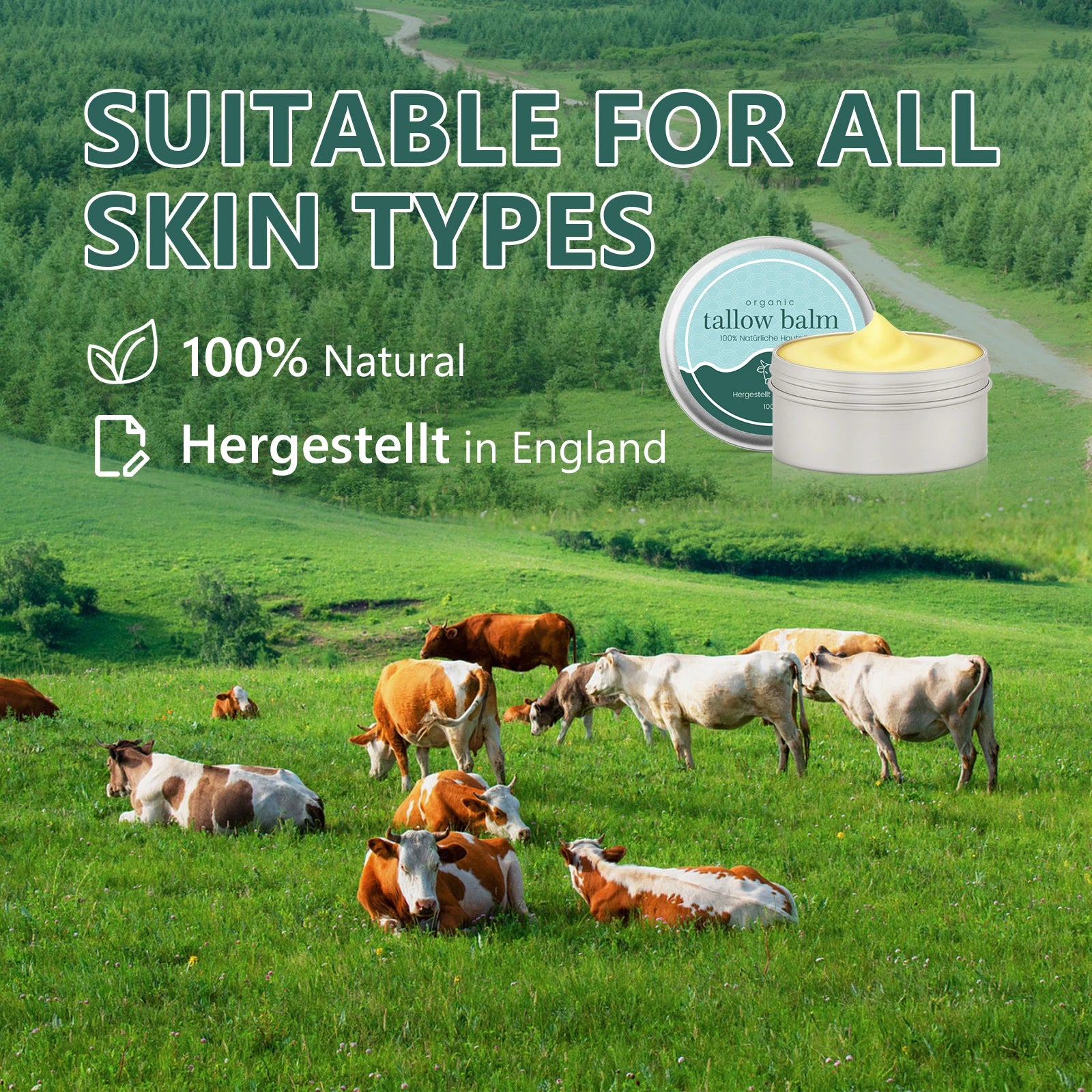 100g Tallow Balm Natural Cow Fat Facial Cream for All Skin Types Fast Absorption Moisturizing Skin Care Cream