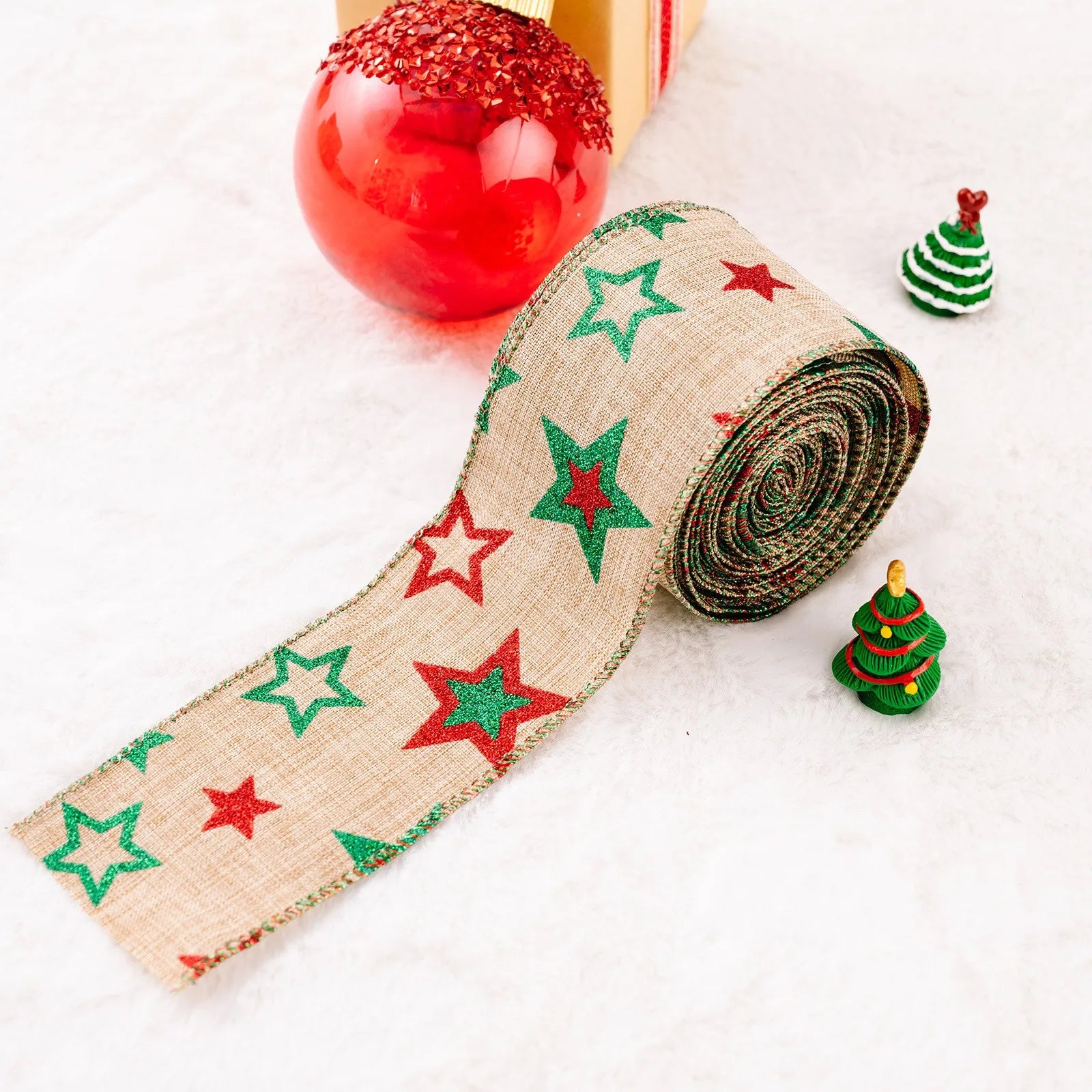 Christmas Fabric Ribbon Burlap Ribbon Christmas Tree Decor Ribbon Diy Wreath Bows Crafts Gift Wrapping Ribbon New Year Supplies