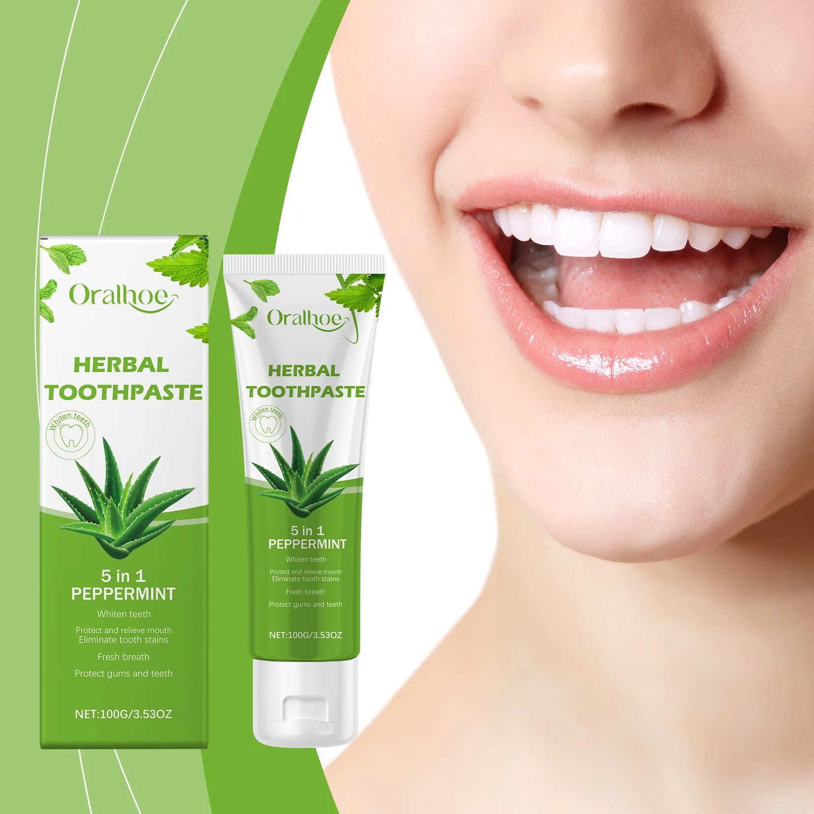 Aloe Vera Toothpaste For Gentle Teeth Cleaning - Remove Odor & Stains, Brighten Smile, Enamel Protection Formula