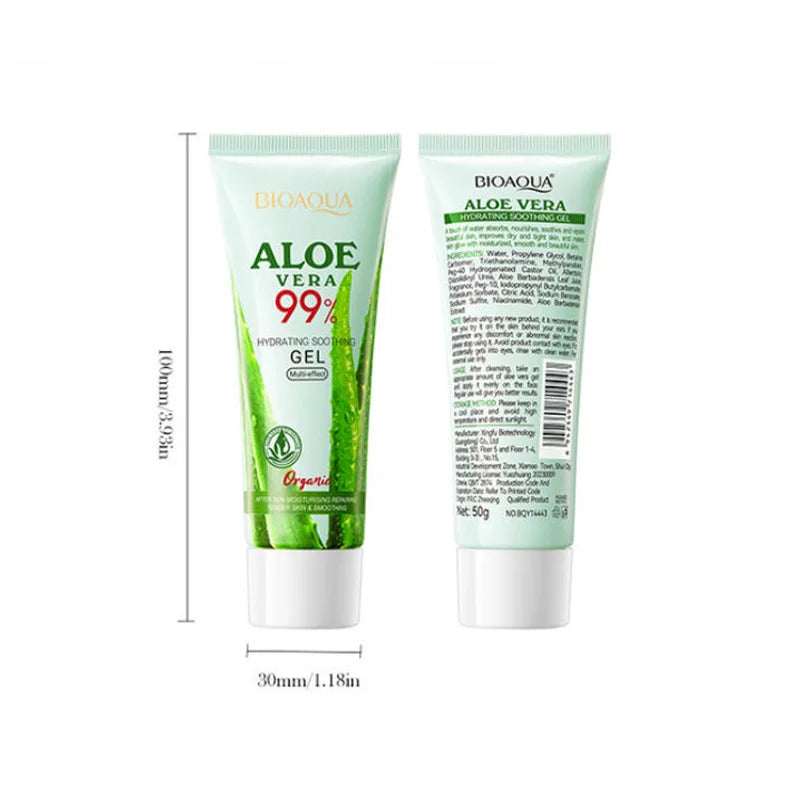 Aloe Vera Gel 100% Natural For Face And Body, Hydrating Moisturizing  Soothing Skin For Sunburn Relief, Acne, After Sun Care 50g