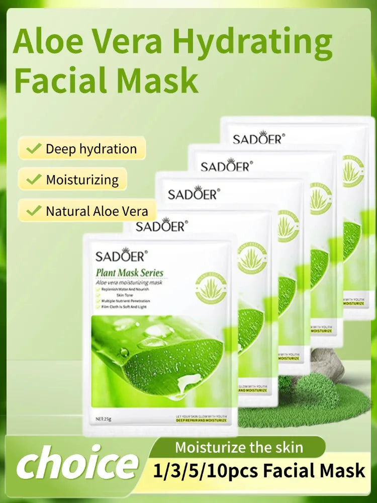 Aloe vera Facial mask Plant-based facial mask hydrating moisturizing smooth Fade fine lines face masks sheets skin care product