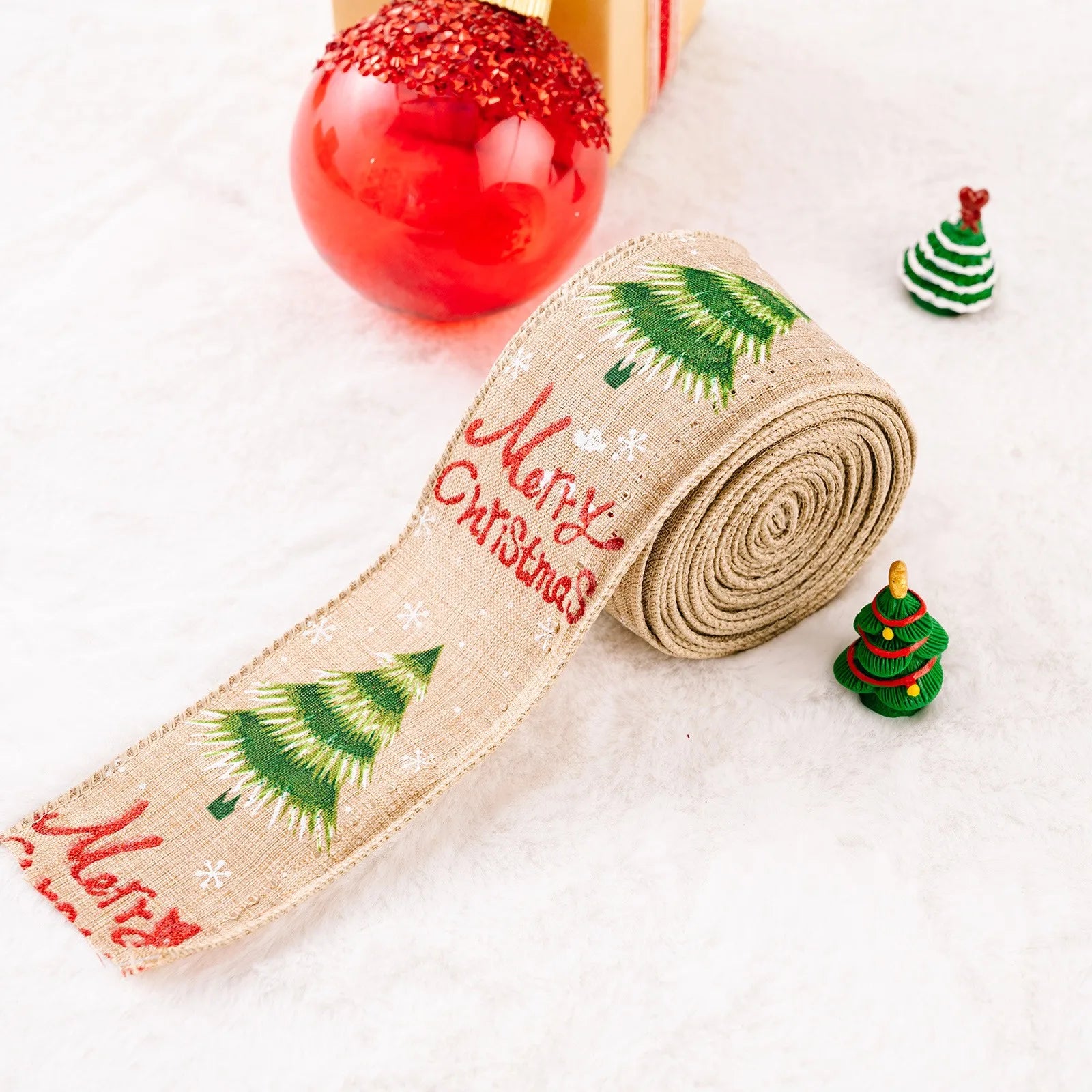 Christmas Fabric Ribbon Burlap Ribbon Christmas Tree Decor Ribbon Diy Wreath Bows Crafts Gift Wrapping Ribbon New Year Supplies