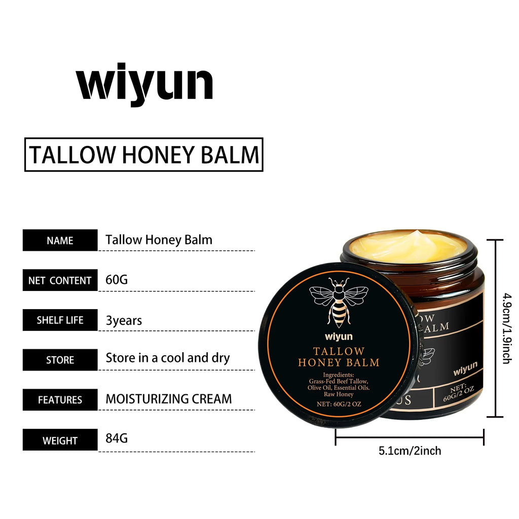 Beef Tallow Honey Moisturizer Grass Fed Whipped Tallow Face Cream Body Lotion Non Greasy Nourishing Fast Absorption Skin Care