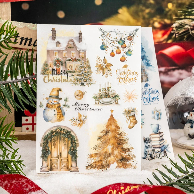 Christmas Rub on Transfer Stickers Xmas Card Making Material Junk Journaling Scrapbooking Craft Supplies Planner Sticker