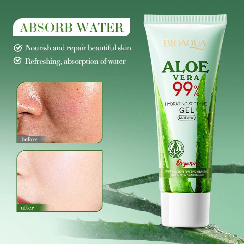 Aloe Vera Gel 100% Natural For Face And Body, Hydrating Moisturizing  Soothing Skin For Sunburn Relief, Acne, After Sun Care 50g