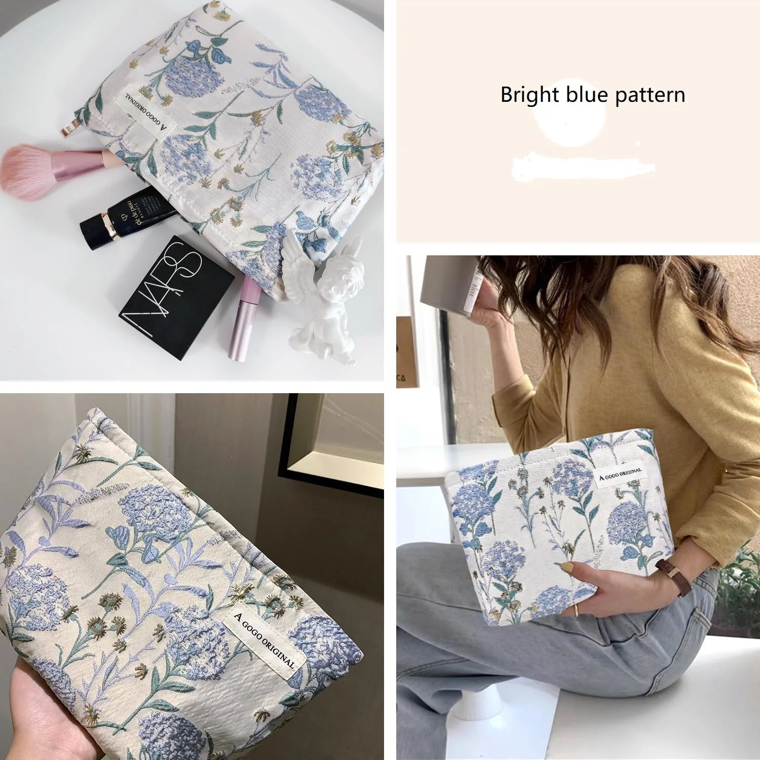 Women's Makeup Bag Pink Bouquet Bulk Cosmetics Lipstick Storage Bag Travel Toiletry Bag Commuting Handy Hand Grab Bag Ins Style