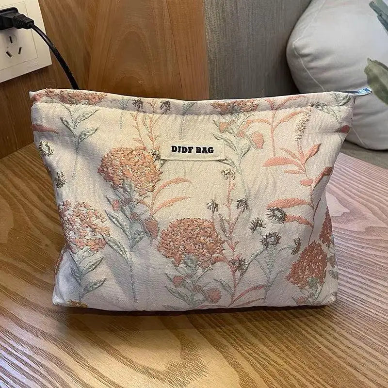Women's Makeup Bag Pink Bouquet Bulk Cosmetics Lipstick Storage Bag Travel Toiletry Bag Commuting Handy Hand Grab Bag Ins Style