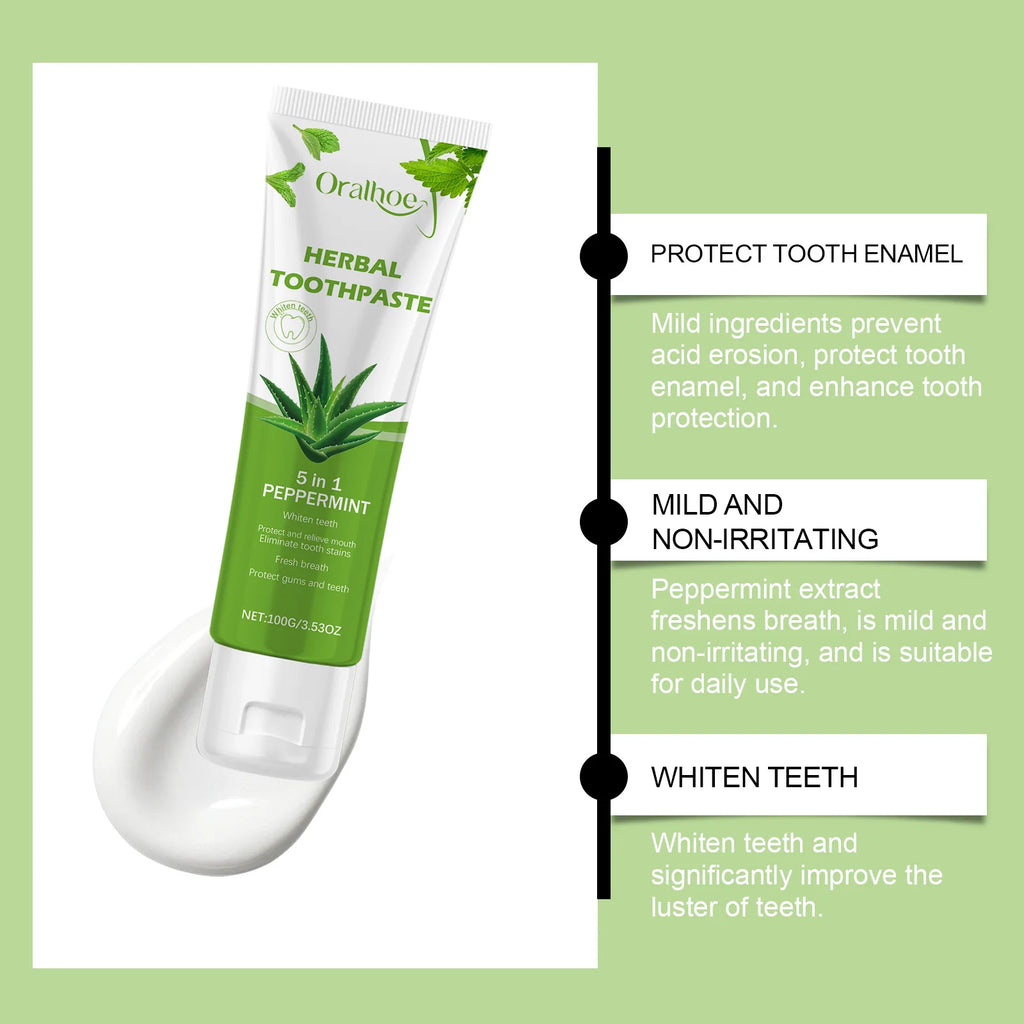 Aloe Vera Toothpaste For Gentle Teeth Cleaning - Remove Odor & Stains, Brighten Smile, Enamel Protection Formula