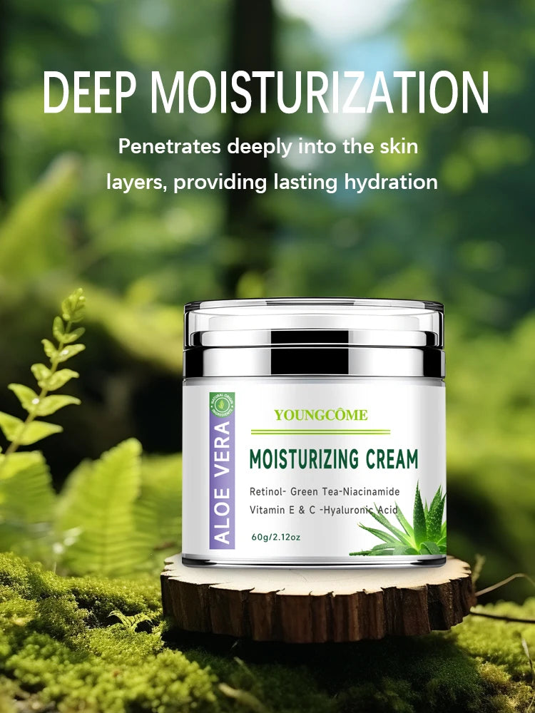 Aloe Vera Soothing, Deep Moisturizing, Multi-Functional Mild Formula Free of Alcohol, Mineral Oil,Anti-Aging Moisturizing Cream