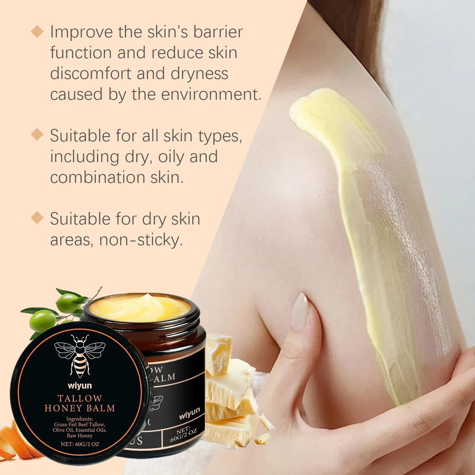 Beef Tallow Face Cream Improves Loose Skin Lasting Moisturizing Soothing Anti Aging Lifting Brightening Nourishing Skin Care