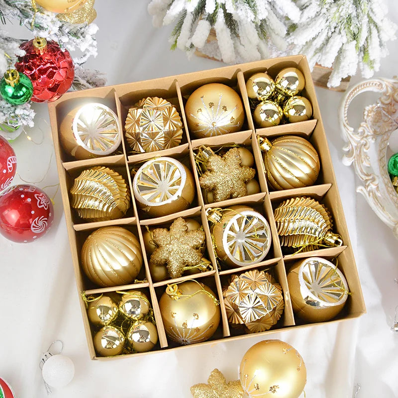 Christmas Ball Ornament Set Big Xmas Tree Hanging Pendant Snowflake Merry Christmas Decoration for Home 2025 New Year Party Gift