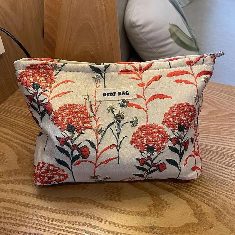 Women's Makeup Bag Pink Bouquet Bulk Cosmetics Lipstick Storage Bag Travel Toiletry Bag Commuting Handy Hand Grab Bag Ins Style