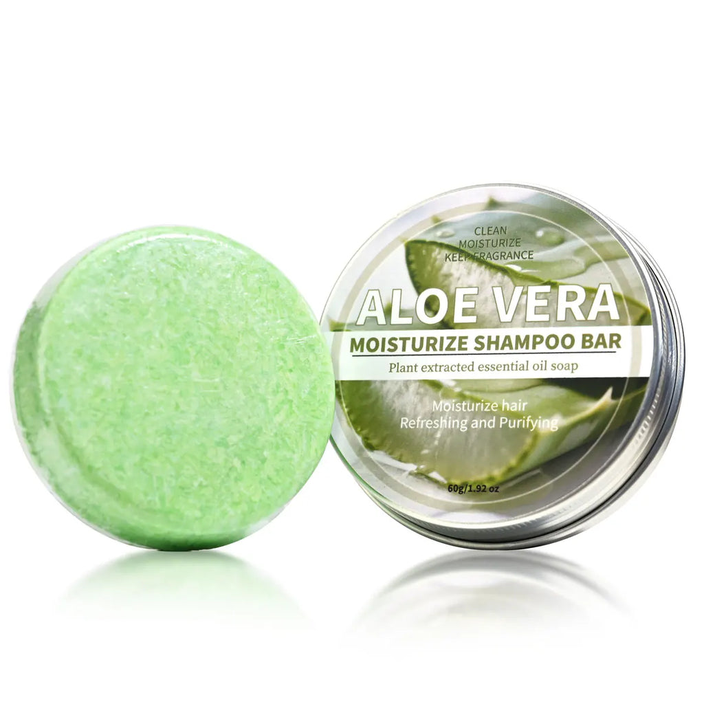 Aloe Vera Moisturizing Shampoo Bar, Plant Extract Essence Deep Cleansing Shampoo and Hair Care Soap