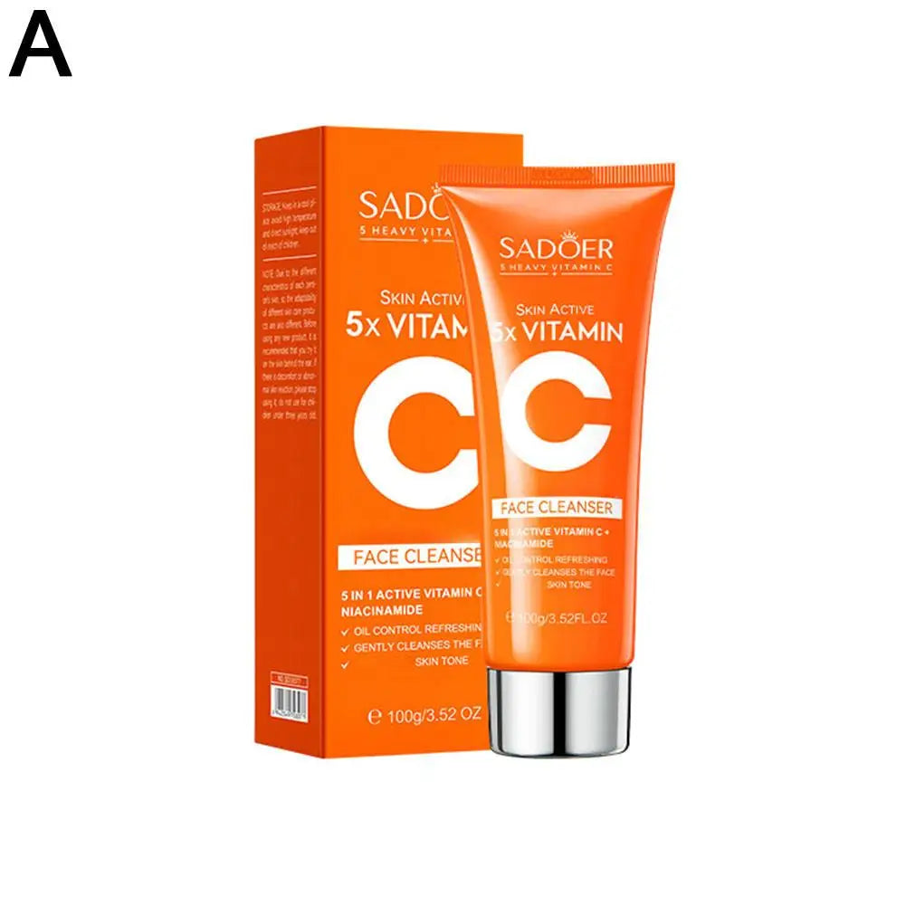 5xVitamin C brightning Facial Serum,lotion,eye Cream,Facial Cleanser Whitening Moisturizing Repair Dull Serum Face Skin Care
