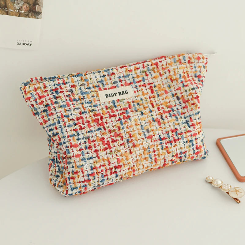 Women's cosmetic bag, red small fragrance, canvas, lipstick, air cushion, sanitary napkin, storage bag, portable toiletry bag