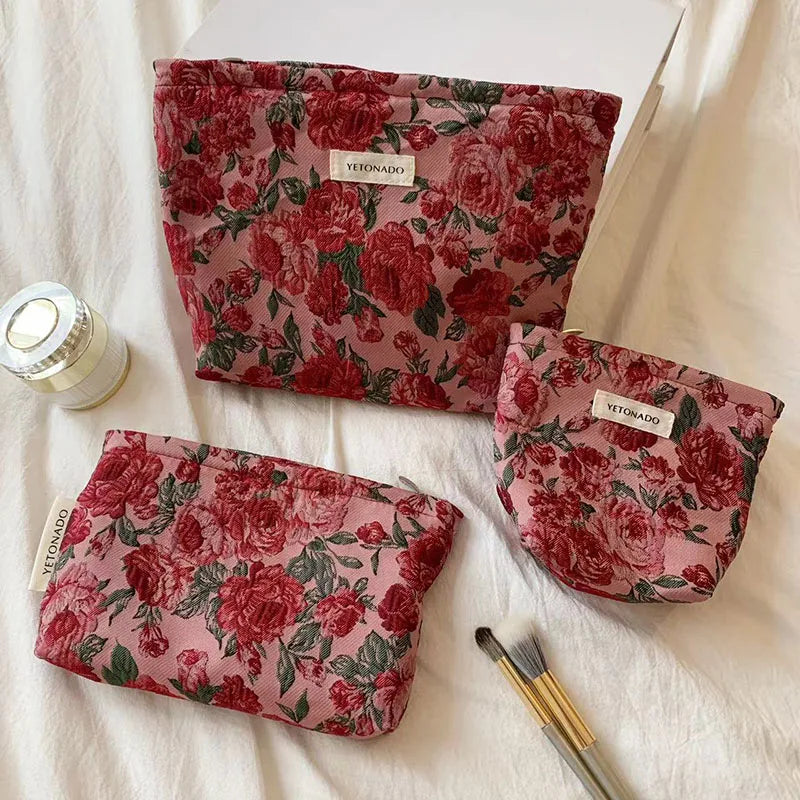 Makeup Bag Women Cosmetic Bag Flower Toiletry Pouch Case Organizer Make Up Bag Travel Wash Girls Travel Storage pouch