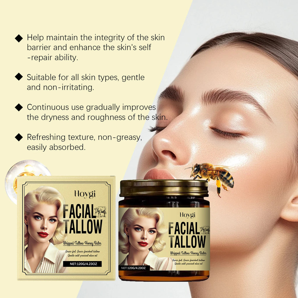 Tallow & Honey Nourishing Face Cream: Deeply Nourishes, Locks in Moisture, Relieves Dryness, and Provides Gentle Care for Skin