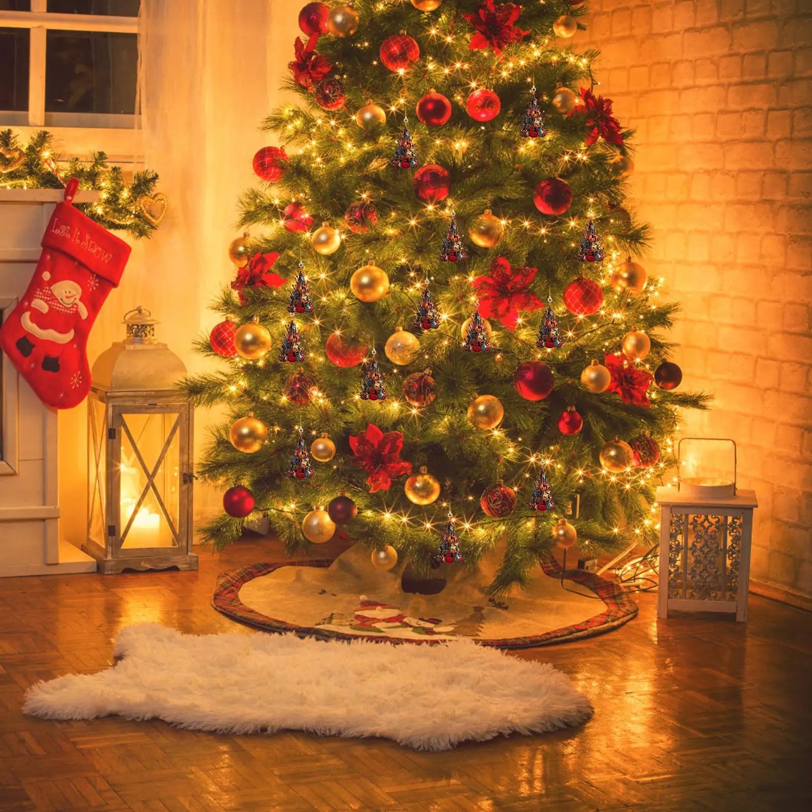 RockinAround The Guitar Christmas Tree Ornament Acoustic Guitar Christmas Ornament Electric Guitar Ornament Wood Musical