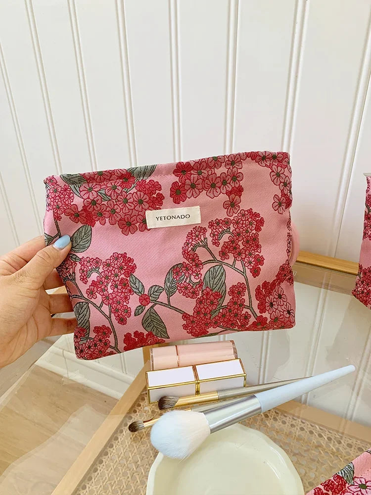 Makeup Bag Women Cosmetic Bag Flower Toiletry Pouch Case Organizer Make Up Bag Travel Wash Girls Travel Storage pouch
